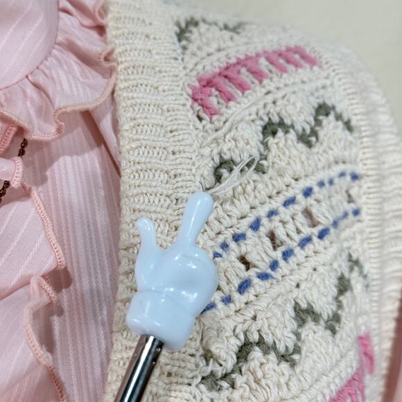 Vintage 90s Y2k Fair Isle Sweater Vest Grandma Cottage Gloomy Coquette S M - Picture 6 of 8